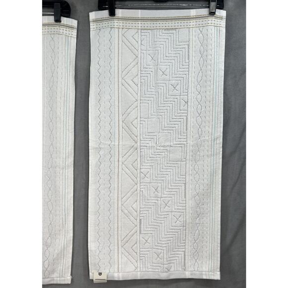 Anthropologie Windstream Hand towels Set of 4 Cotton Grey Montif - Picture 5 of 9